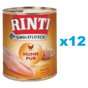 Comanda online RINTI Singlefleisch Chicken Pure pui 12x800 g conserve alimente caini