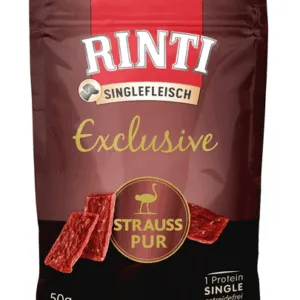 Comanda online RINTI Singlefleisch Exclusive Snack Ostrich snack pentru caini cu strut 50 g