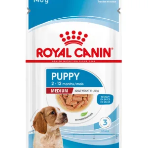 Comanda online ROYAL CANIN Plic hrană umedă pentru câini Medium Puppy140g