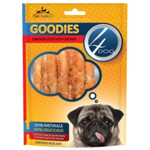 Comanda online Recompense 4DOG Goodies Rawhide Sticks with Chicken 100g