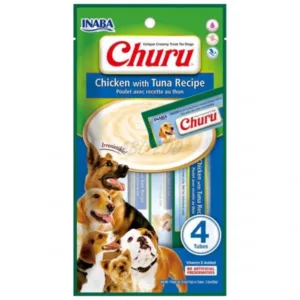 Comanda online Recompense delicioase pentru caini Churu Dog Piure Pui cu ton 4x14g