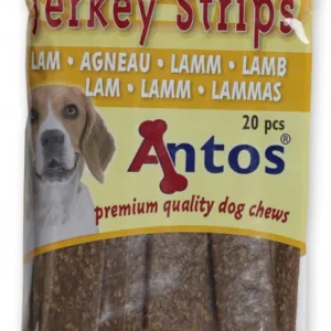 Comanda online Recompense pentru caini Antos Jerkey Strips Lamb 20 bucati