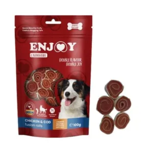 Comanda online Recompense pentru caini Enjoy Carnivore Fusion Rolls cu pui si cod