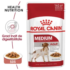 Comanda online Royal Canin Medium Adult hrana umeda caine (in sos)