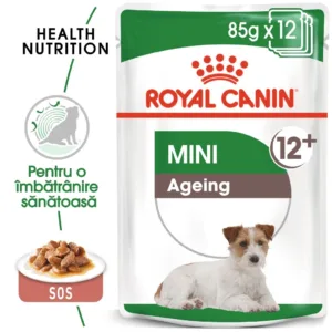 Comanda online Royal Canin Mini Ageing 12+  hrana umeda caine senior (in sos)