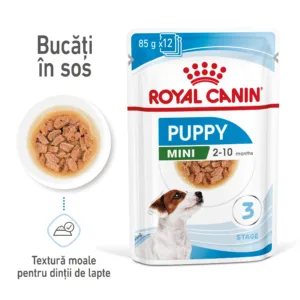 Comanda online Royal Canin Mini Puppy hrana umeda caine junior (in sos)