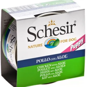 Comanda online SCHESIR Conservă pentru câini PUPPY Pui cu Aloe Vera 150g