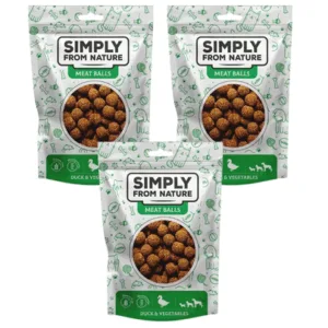 Comanda online SIMPLY FROM NATURE Meat Balls rata si legume 3x80 g gustare caini
