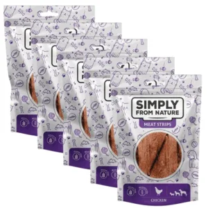 Comanda online SIMPLY FROM NATURE Meat Strips 5x80 g benzi pui pentru caini