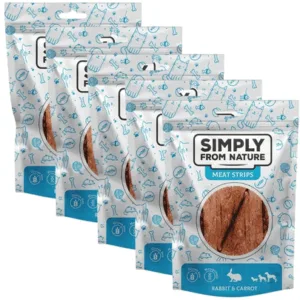 Comanda online SIMPLY FROM NATURE Meat Strips 5x80 g iepure si morcov