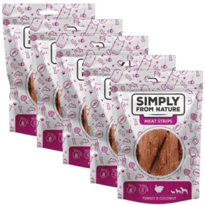 Comanda online SIMPLY FROM NATURE Meat Strips 5x80 g recompensa caine