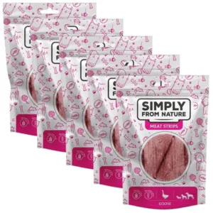 Comanda online SIMPLY FROM NATURE Meat Strips 5x80 g recompensa din gasca