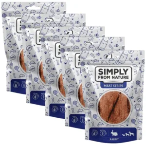 Comanda online SIMPLY FROM NATURE Meat Strips 5x80 g snack cu iepure pentru caini