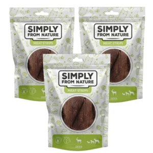 Comanda online SIMPLY FROM NATURE Meat Strips Benzi carne caprioara pentru caini 3x80 g