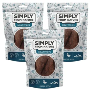 Comanda online SIMPLY FROM NATURE Meat Strips Benzi carne rata si mar pentru caini 3x80 g