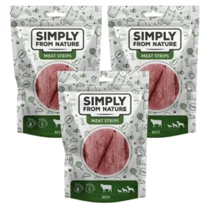 Comanda online SIMPLY FROM NATURE Meat Strips Benzi carne vita pentru caini 3x80 g