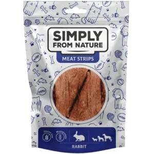 Comanda online SIMPLY FROM NATURE Meat Strips Benzi de carne de iepure pentru caini  80 g