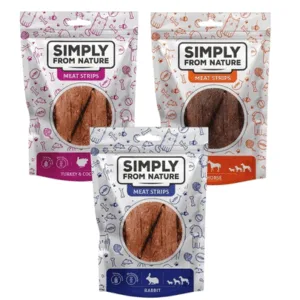 Comanda online SIMPLY FROM NATURE Meat Strips Benzi pentru caini 3x80 g curcan