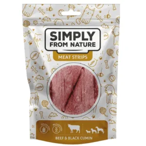 Comanda online SIMPLY FROM NATURE Meat Strips Fasii carne vita cu nigella pentru caini 80 g