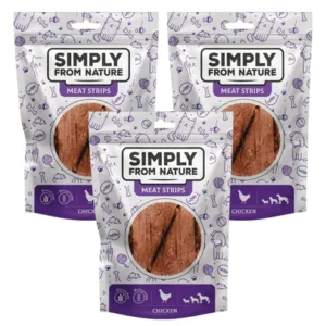 Comanda online SIMPLY FROM NATURE Meat Strips Fasii de pui pentru caini 3x80 g