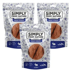 Comanda online SIMPLY FROM NATURE Meat Strips Fasii iepure pentru caini 3x80 g