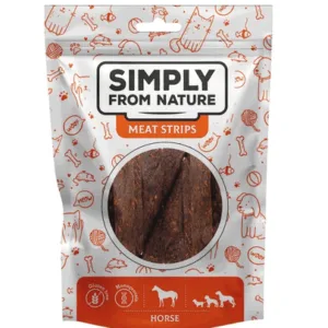 Comanda online SIMPLY FROM NATURE Meat Strips Recompense Benzi de carne de cal pentru caine 80 g