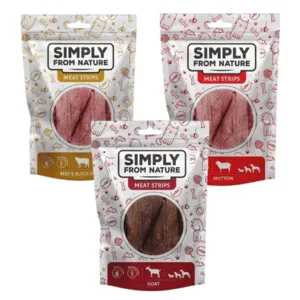 Comanda online SIMPLY FROM NATURE Meat Strips benzi carne pentru caini 3 x 80 g mix arome
