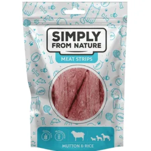 Comanda online SIMPLY FROM NATURE Meat Strips carne oaie si orez pentru caini 80 g