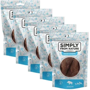 Comanda online SIMPLY FROM NATURE Meat Strips cu vanat 5x80 g recompense caini