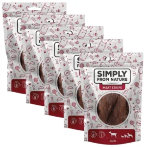 Comanda online SIMPLY FROM NATURE Meat Strips din capra 5x80 g snack caini