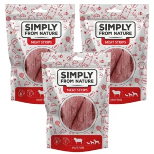 Comanda online SIMPLY FROM NATURE Meat Strips fasii carne oaie pentru caini 3x80 g