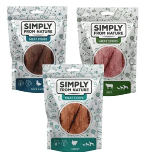 Comanda online SIMPLY FROM NATURE Meat Strips pachete recompense caini 3x80 g arome mixte