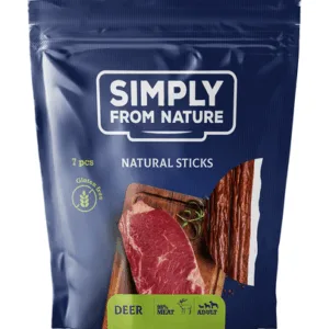 Comanda online SIMPLY FROM NATURE Recompense sticks cu carne de caprioara pentru caini 7 buc.