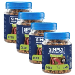 Comanda online SIMPLY FROM NATURE Smart Bites Gustare din cerb pentru caine 4x130 g