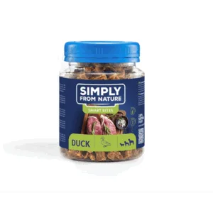 Comanda online SIMPLY FROM NATURE Smart Bites Gustare pentru caini cu rata 130 g