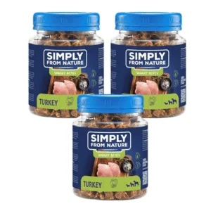 Comanda online SIMPLY FROM NATURE Smart Bites Recompense pentru caini 3x130 g din curcan