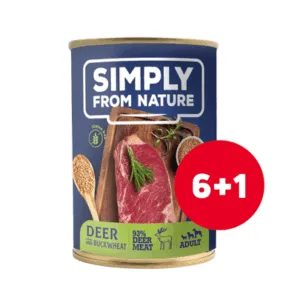 Comanda online SIMPLY FROM NATURE hrana umeda caini 6 x 400 g + 1 GRATIS vanat si hrisca
