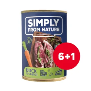Comanda online SIMPLY FROM NATURE pachet conserve caini 6 x 400 g + 1 GRATIS rata si morcov
