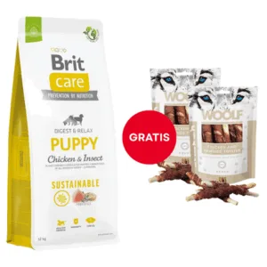 Comanda online Sac hrana BRIT Care Sustainable Puppy 12 kg + WOOLF Chicken And Rawhide Twister 2 x 100g GRATIS