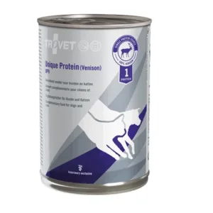 Comanda online TROVET Unique Protein Venison UPV cu vanat 400 g hrana monoproteica pentru caini si pisici