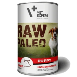 Comanda online VETEXPERT RAW PALEO Puppy hrana caini juniori monoproteica 400 g cu vita