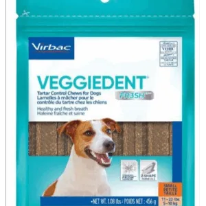 Comanda online VIRBAC Veggiedent Fresh S (5-10 kg) Recompense caini pentru igiena orala 15 buc.