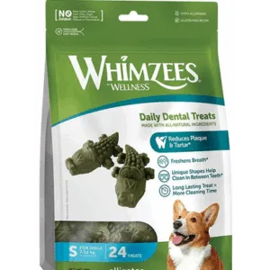 Comanda online WHIMZEES Aligator Recompense dentare pentru caini de talie mica 24 buc.