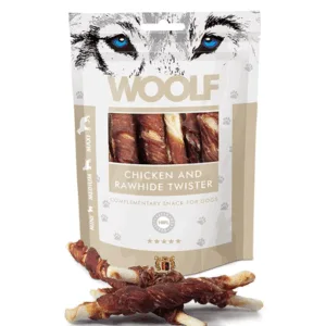 Comanda online WOOLF Chicken And Rawhide Twister 100g piele uscata invelita in pui pentru caini