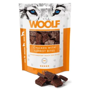 Comanda online WOOLF Chicken with Carrot Bites 100g gustare caini