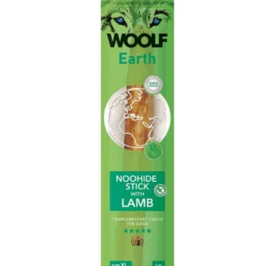 Comanda online WOOLF Earth Noohide Stick with Lamb XL 85g baton cu miel pentru caini