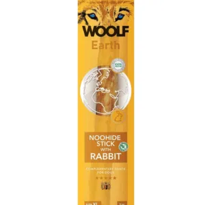 Comanda online WOOLF Earth Noohide Stick with Rabbit XL 85g baton cu iepure pentru caini