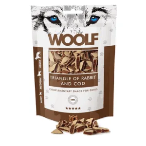 Comanda online WOOLF Rabbit And Cod Triangle 100g triunghi cu iepure si cod