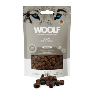 Comanda online WOOLF Soft Cubes Goat Monoprotein 100g snackuri moi pentru caini