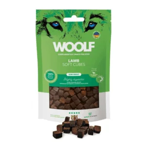 Comanda online WOOLF Soft Cubes Lamb Monoprotein 100g recompensa monoproteica pentru caini